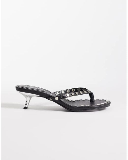 Kaiia Multicolor Exclusive Studded Detail Thong Kitten Heels