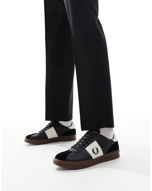 Fred Perry Black B4 Leather And Suede Trainers for men