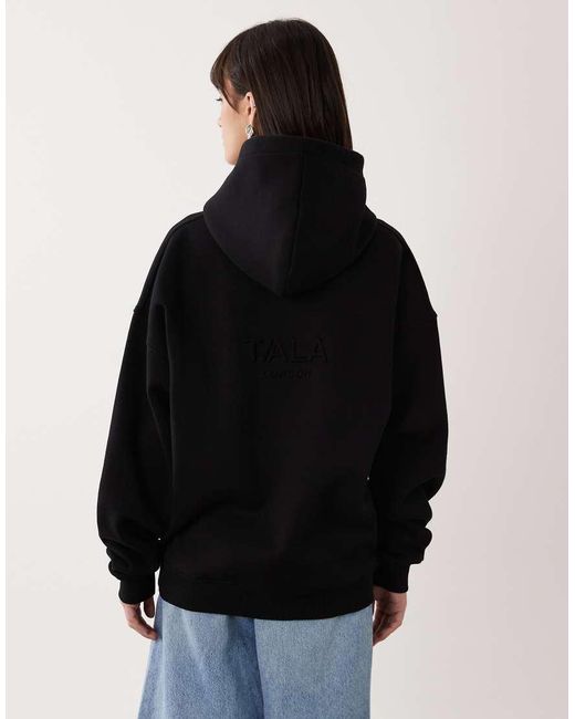 Tala Black Embossed Logo Hoodie