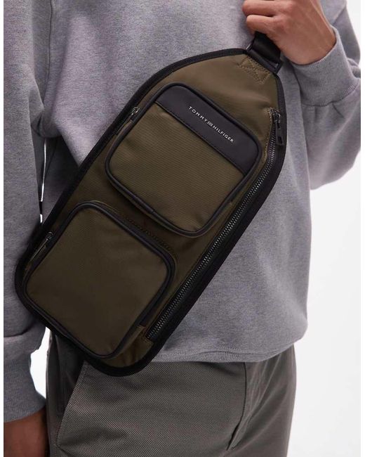 Tommy Hilfiger Gray Sling Bag Backpack for men