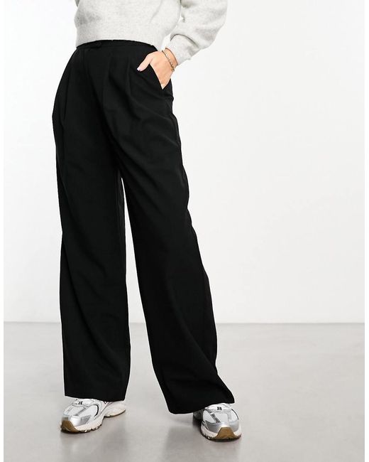 ASOS Black Hourglass Tailored Wide Leg Pants With Pleat Detail