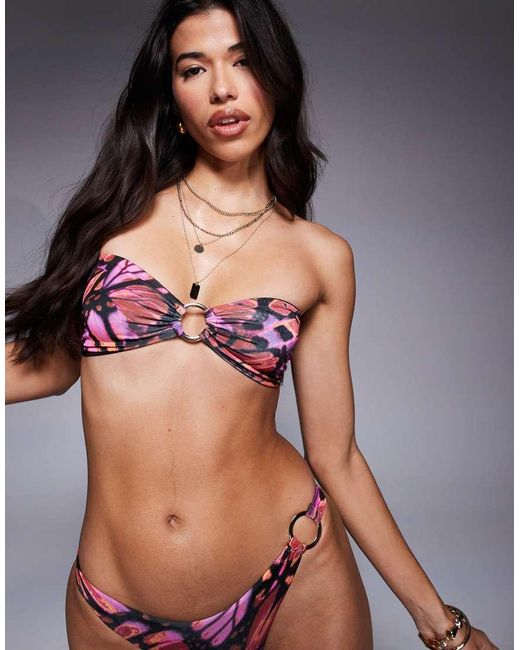 ASOS Pink Brooke Ring Bandeau Bikini Top