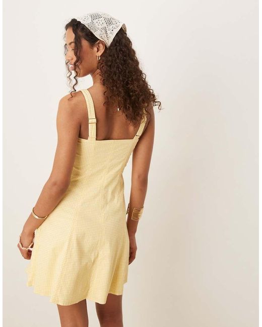 Abercrombie & Fitch Natural Square Neck Pleated A-line Mini Skort Dress