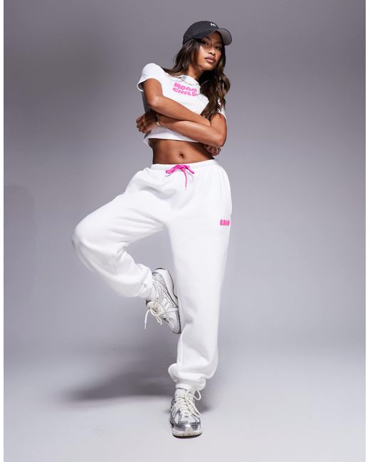 Kaiia White Cotton Rich Moon Child Wavy Logo Baby Tee Co-ord