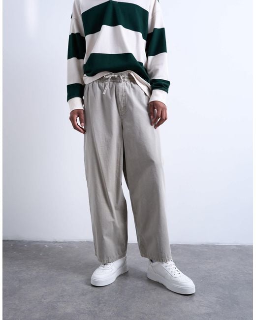 Topman White Ripstop Barrel Trousers for men