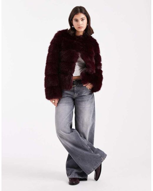 New Look Red Pelted Fur Jacket