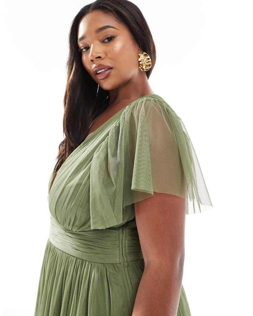 Lace & Beads Plus Green Bridesmaid Madison Midi Dress
