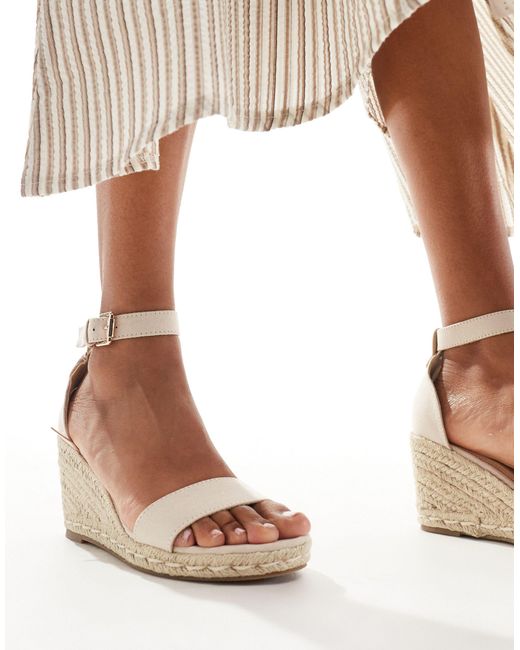 Truffle Collection Natural Wide Fit Jute Wedge Heeled Espadrille