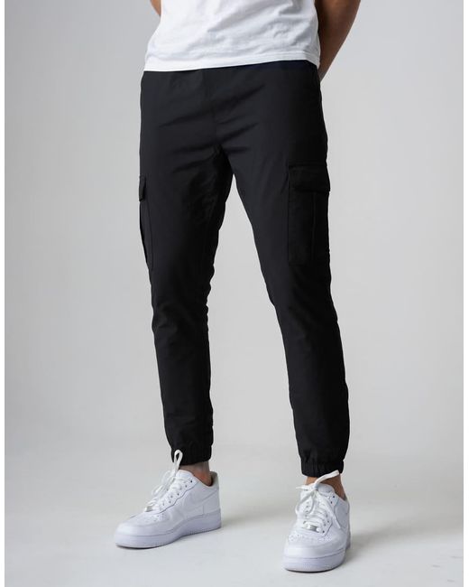 French Connection Gray Nylon Tech Cuffed Cargo Trousers for men