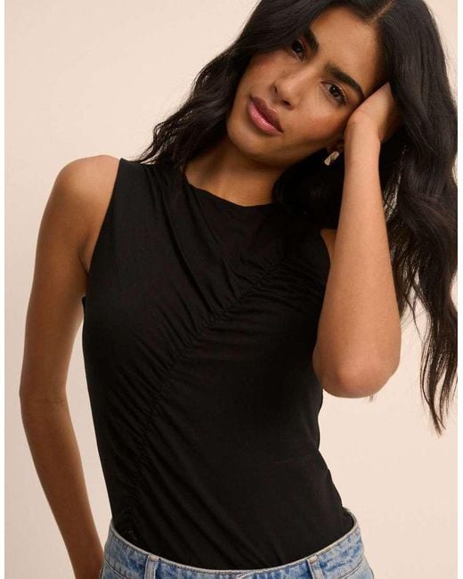 Nobody's Child Black Sleeveless Ruched Top