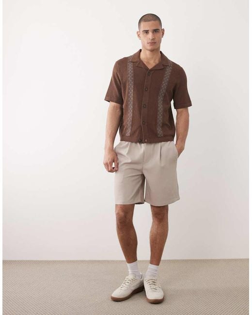 Only & Sons Natural Pull On Pleated Shorts for men