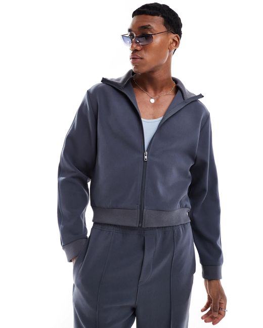 Weekday Blue Ant Structured Zip Through Track Jacket for men