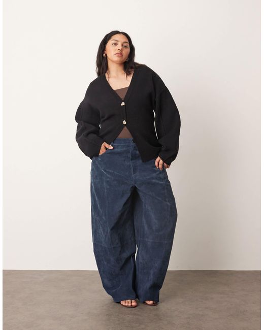 ARRANGE Black Curve Sculpted Waist Cardigan With Ovoid Sleeve