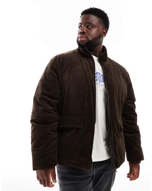 Doudoune en velours cotele marron ASOS pour homme en coloris Noir Lyst
