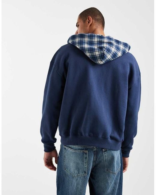 Hollister Blue Zip Up Hoodie With Contrast Hood for men