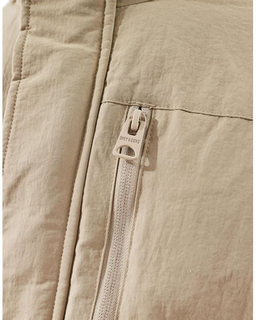 Only & Sons – wasserabweisender parka in Natural für Herren