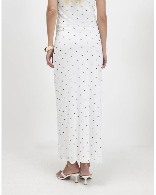 River Island White Spot Print Mesh Maxi Skirt