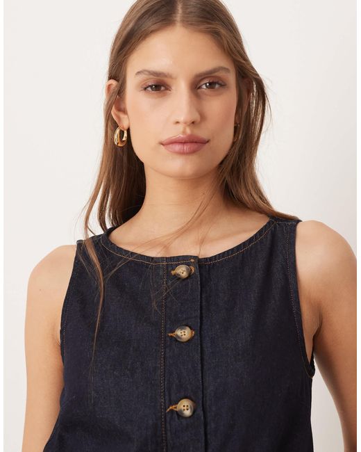 ASOS Blue Denim Button Front Romper