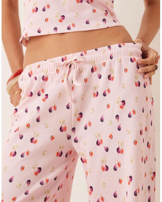Pantalon d'ensemble large et gaufré à petites fleurs - rose ASOS en coloris Pink