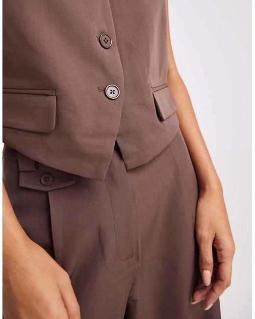 Pieces Brown Tailored Waistcoat Co-ord