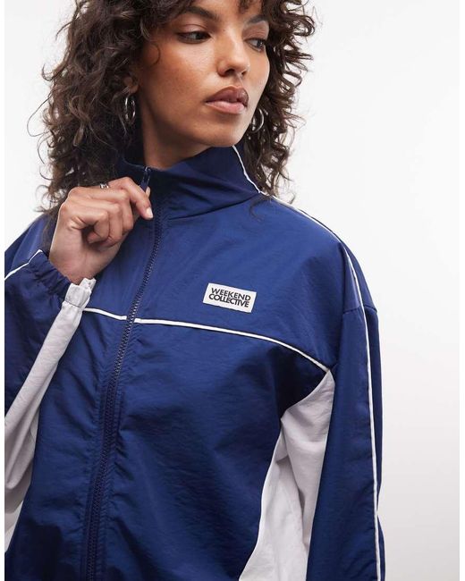 ASOS Weekend Collective Co-Ord Nylon Tracktop in het Blue