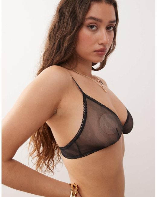 Monki Multicolor Mix And Match Soft Mesh Triangle Bra
