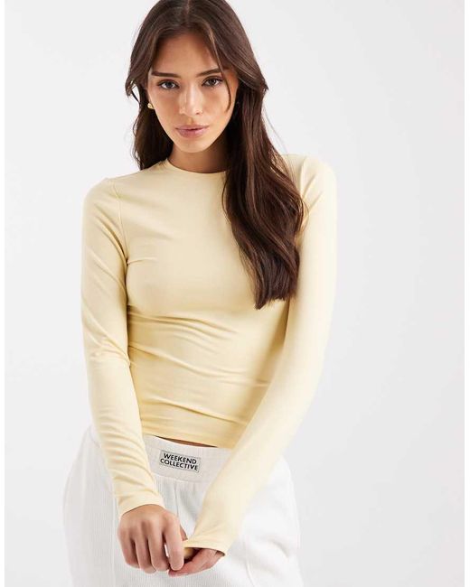 Miss Selfridge Natural Sculpted Long Sleeve T-shirt