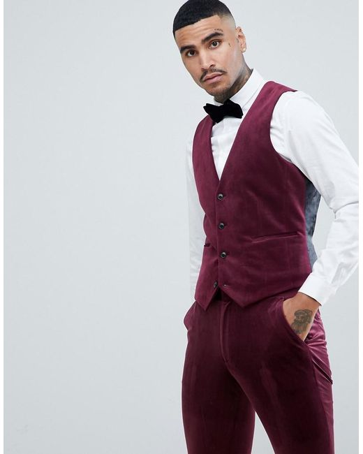 ASOS Super Skinny Prom Suit Waistcoat in Red for Men | Lyst