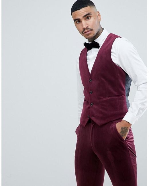 ASOS Super Skinny Prom Suit Waistcoat in Red for Men | Lyst