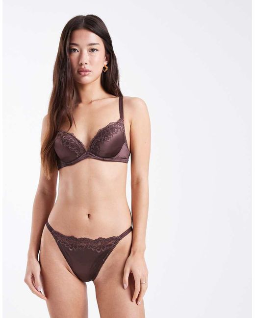 DORINA Brown Origins Shiny Micro Push Up Plunge Bra