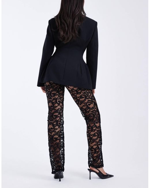 ASOS White Sheer Lace Slim Flare Trousers