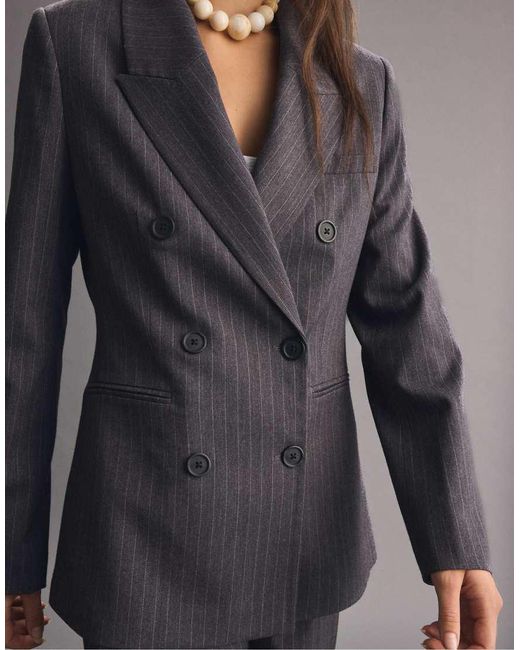Stradivarius Black Fitted Striped Buttoned Blazer