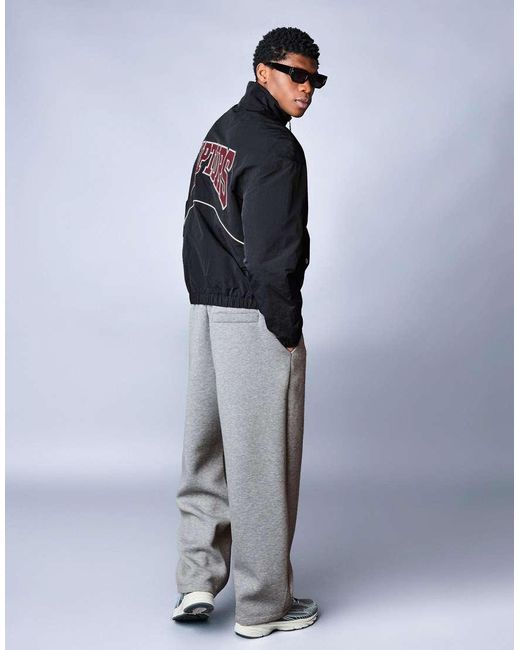 Bershka Blue Printed Zip-Up Jacket for men
