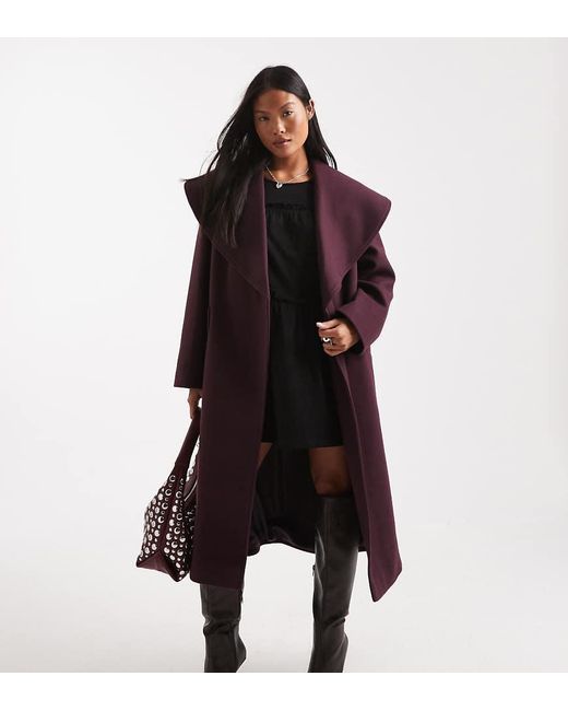 Abrigo De Vestir Cruzado De -Morado Miss Selfridge de color Black