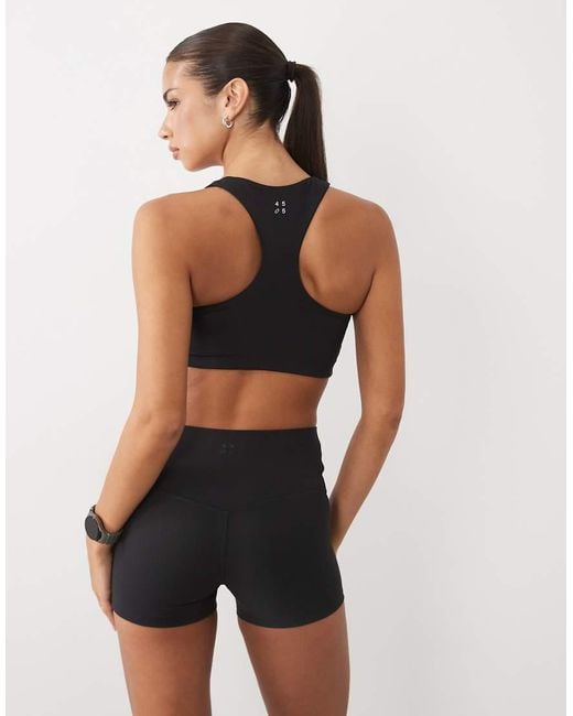 4505 Black Micro Rib 3" High Waist Legging Short