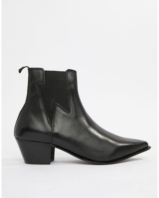 stacked heel western chelsea boots