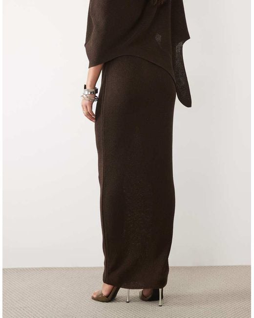 Missy Empire Brown Ribbed Knit Maxi Skirt Co-Ord
