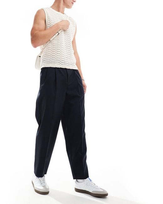 Pantalon fuselé oversize et élégant avec double pince ASOS pour homme en coloris Blue