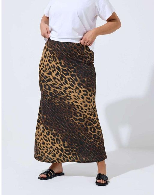 Yours Clothing Brown Leopard Print Maxi Skirt