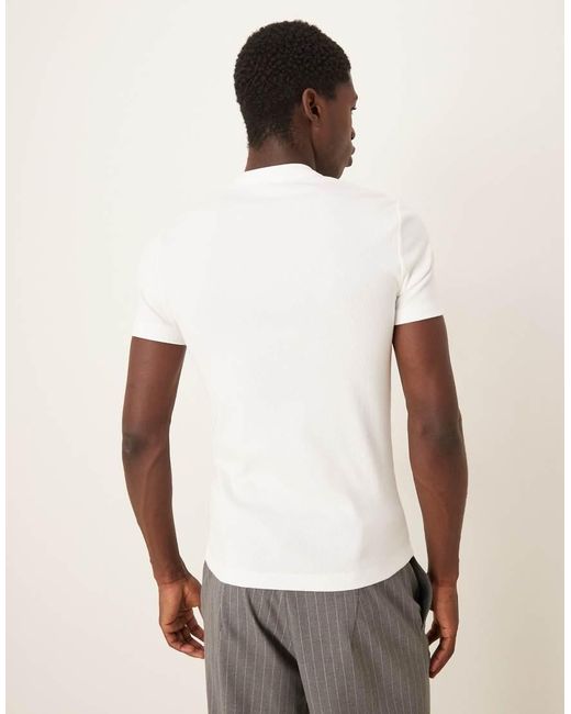 ASOS White Muscle Fit High Neck Rib T-shirt for men