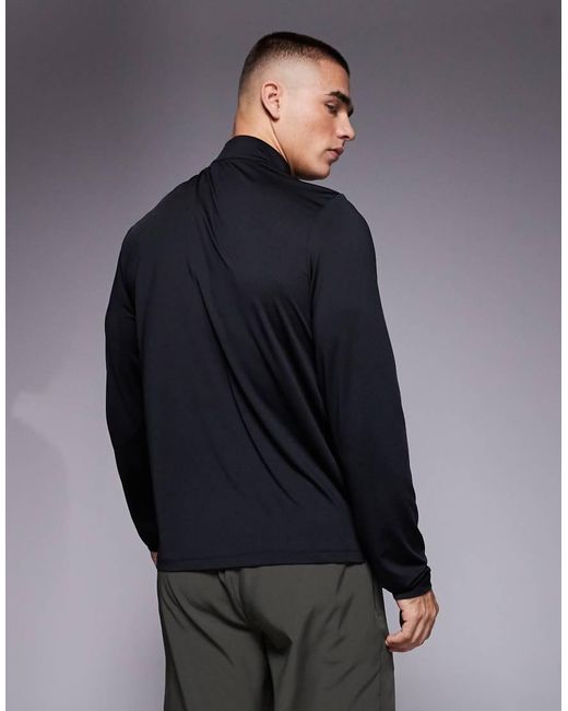 Top A Maniche Lunghe Da Allenamento Quick Dry Con Zip Corta di 4505 in Blue da Uomo