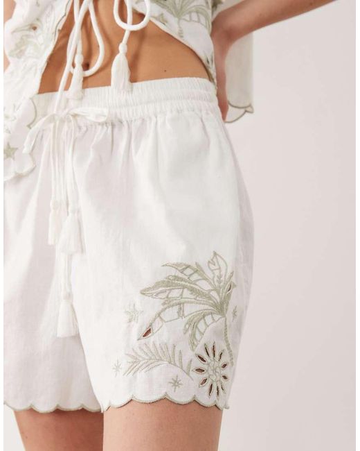 Accessorize Natural Floral Cut Out Beach Shorts