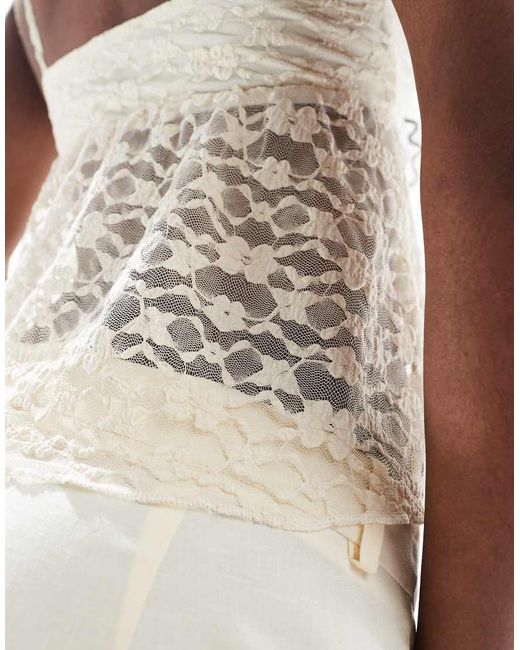 Miss Selfridge Black Tiered Ruffle Lace Cami Top