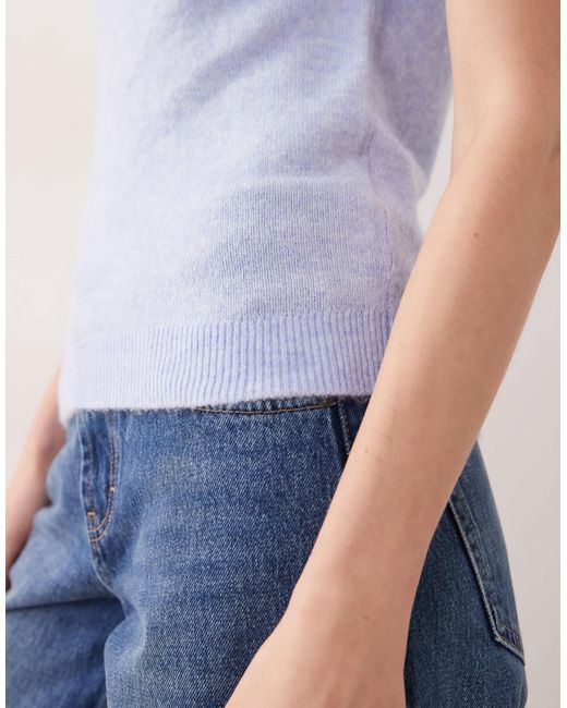 Abercrombie & Fitch Purple – figurbetontes t-shirt aus strick