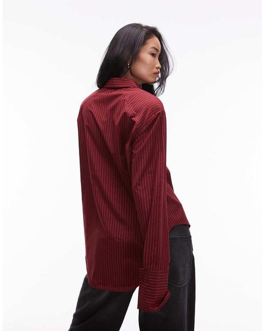 ASOS Red Dipped Hem Shoulder Pad Shirt