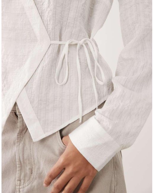 Mango Natural Teen Tie Waist Long Sleeve Top