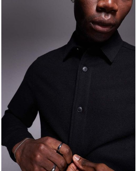 Camicia Giacca Nera Effetto Lana di ASOS in Gray da Uomo