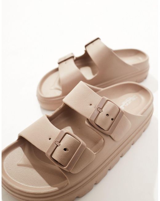 Truffle Collection Brown Double Strap Rubber Footbed Sandals