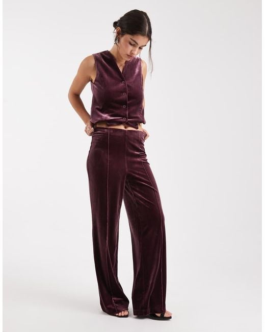 Vero Moda Purple Seam Front Tailored Velvet Trouser Co-Ord