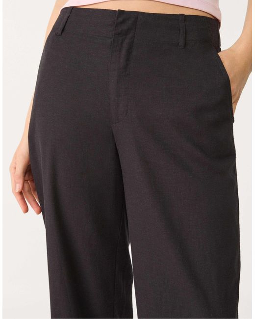 Stradivarius Black – fließende leinenmix-hose
